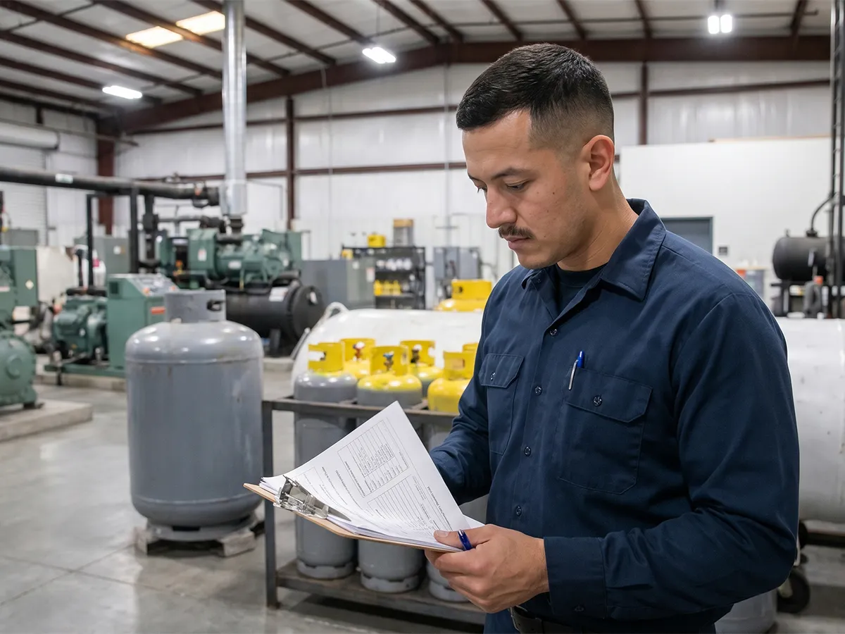 Refrigerant recovery documentation and cylinder management at Ameri-Ref Bradenton facility