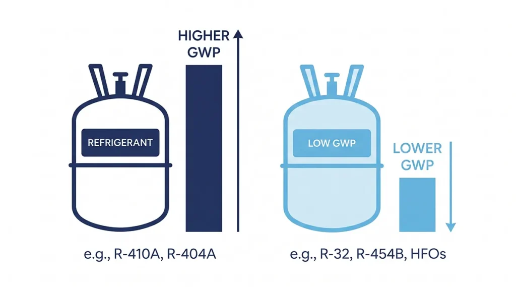 R454B refrigerant GWP comparison versus R410A